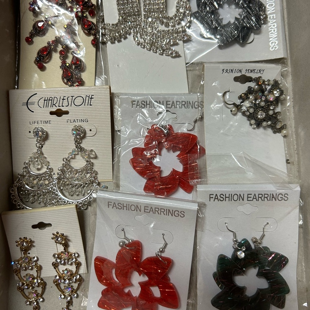 Charlestone Silver and Red Statement Earrings